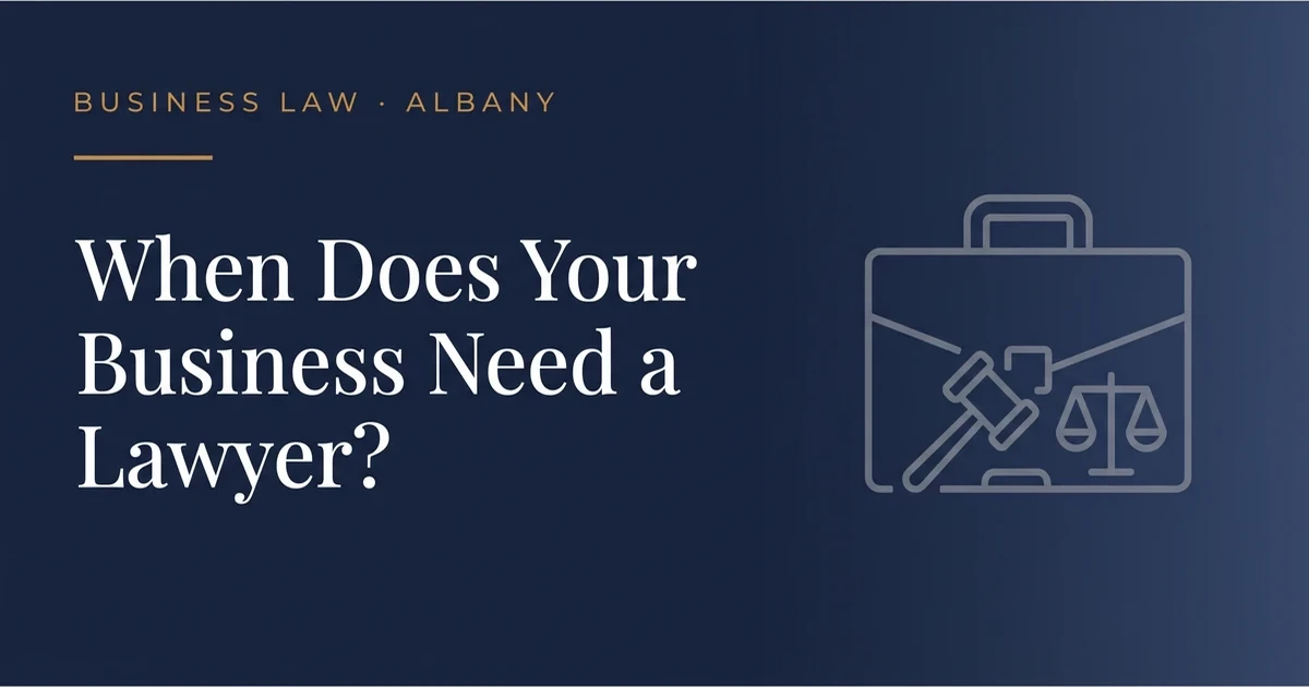 Illustration for a guide on when Albany business owners need a business lawyer